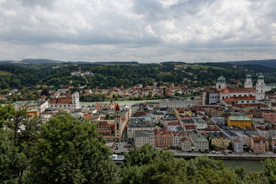 Panoramic view of passau's old town, passau germany.