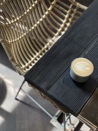 High angle view of coffee on table