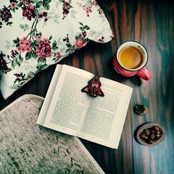 High angle view of food on table