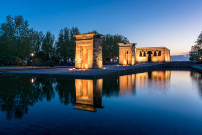 Reflection of building in water