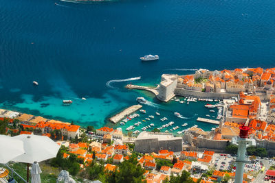 Old town of dubrovnik on a bright sunny day from fort imperal, croatia