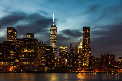 City lit up at night