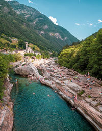 High angle view of a river