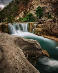 Scenic view of waterfall in forest