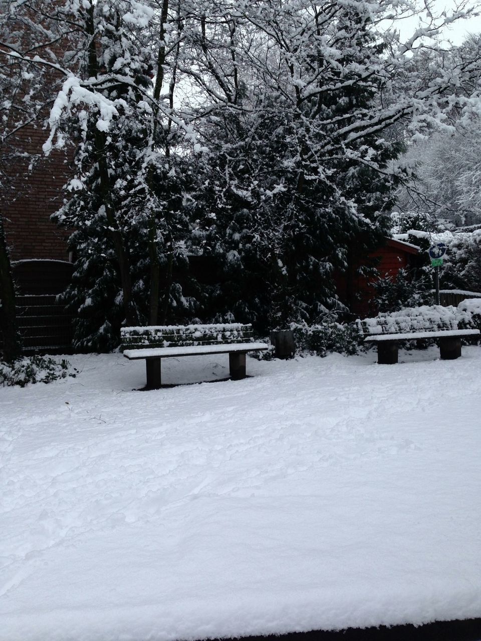 snow, winter, cold temperature, tree, season, weather, bare tree, covering, bench, branch, nature, built structure, tranquility, building exterior, tranquil scene, architecture, white color, tree trunk, park - man made space, beauty in nature