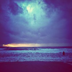 Scenic view of sea against cloudy sky