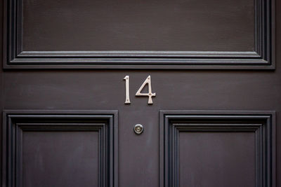 Close-up of closed door of building