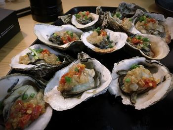 Close-up of food served in plate