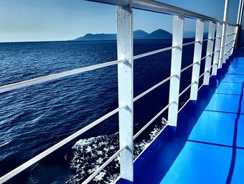 Scenic view of sea against blue sky