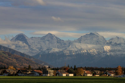 Scenic view of mountains against sky