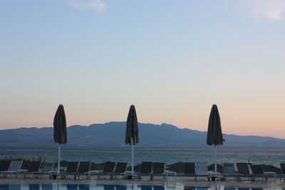 Panoramic view of sea against clear sky