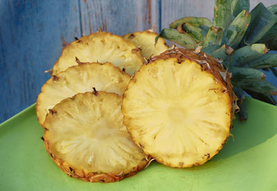 High angle view of fruits on table