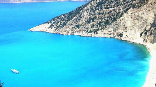 Scenic view of calm sea against blue sky