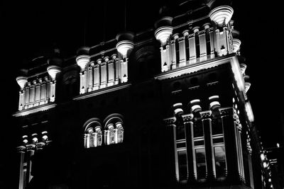 Low angle view of illuminated building