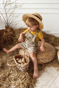 Children at easter with rabbits and ducks