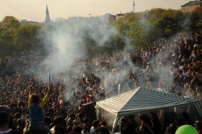 Crowd at town square