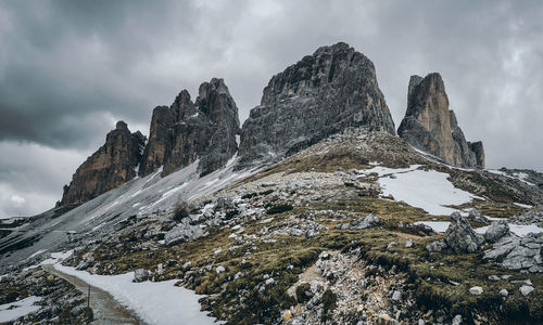 Panoramic view of rock formations against sky