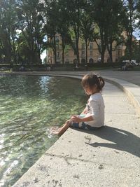 Girl standing in water