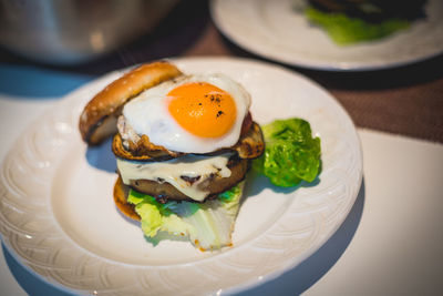 Close-up of food served in plate