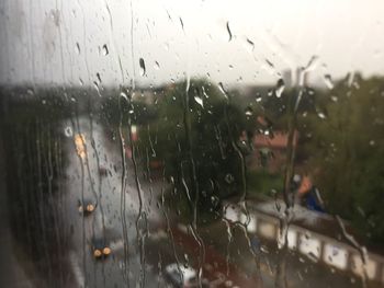 View of rain drops on glass window