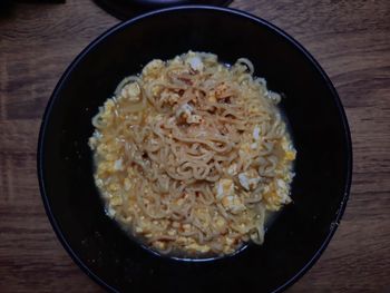 High angle view of meal served on table