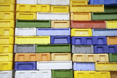 Full frame shot of colorful crates