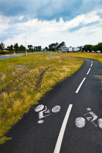 High angle view of road against sky