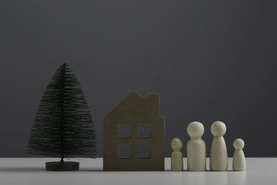 Close-up of objects on table against black background