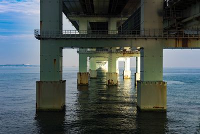 View of bridge over sea against sky