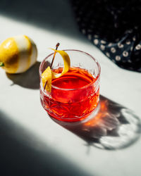 Close-up of drink in glass on table