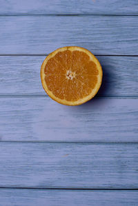 High angle view of orange on table