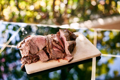 Close-up of food on table