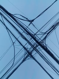 Low angle view of cables against clear sky