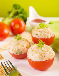 Close-up of served food