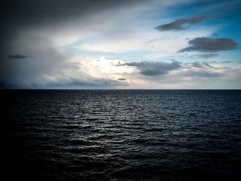 Scenic view of sea against cloudy sky