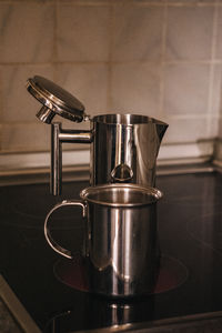 Close-up of kettle on table