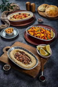 High angle view of food on table
