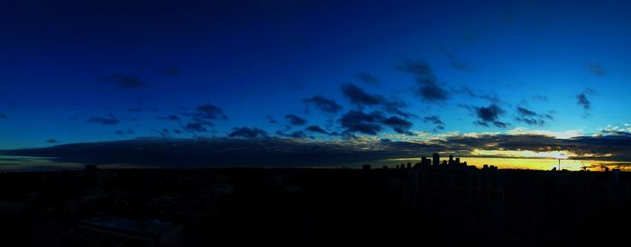 Scenic view of landscape against sky at dusk