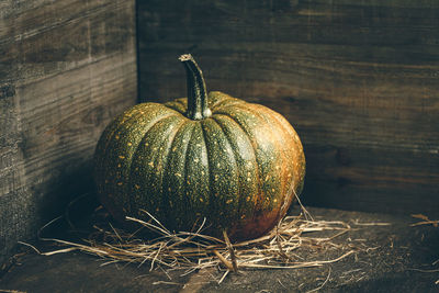 High angle view of pumpkin on table