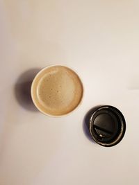 High angle view of coffee on table