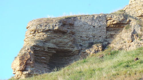 Low angle view of rock formation