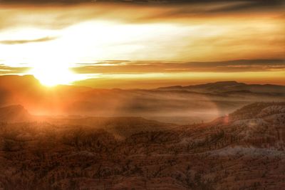 Scenic view of landscape against sky during sunset