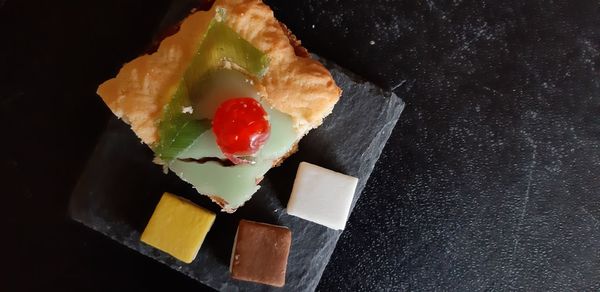 High angle view of ice cream in plate