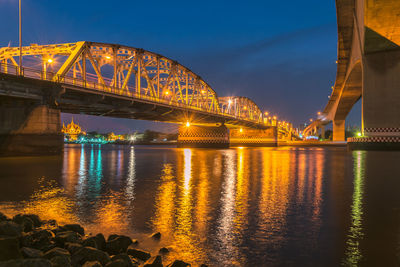 Bridge over river at night