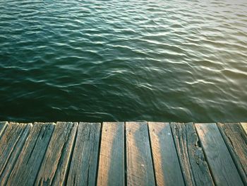 High angle view of pier over lake