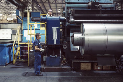 Manual workers working in steel industry