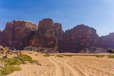 Rock formations on sunny day