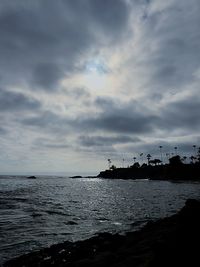 Scenic view of sea against cloudy sky