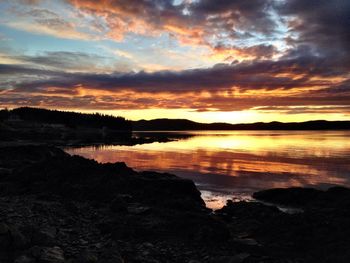 Scenic view of sea at sunset