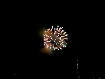 Low angle view of firework display at night